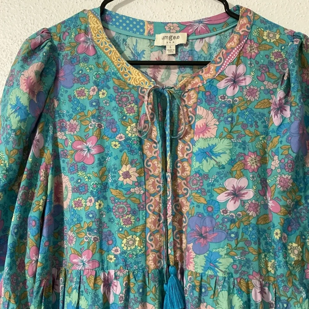 Umgee womans Hibiscus Lane boho midi dress size M - Picture 10 of 15